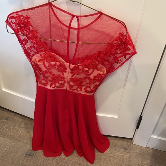 ASOS Red Mesh Dress - Picture 2 of 3